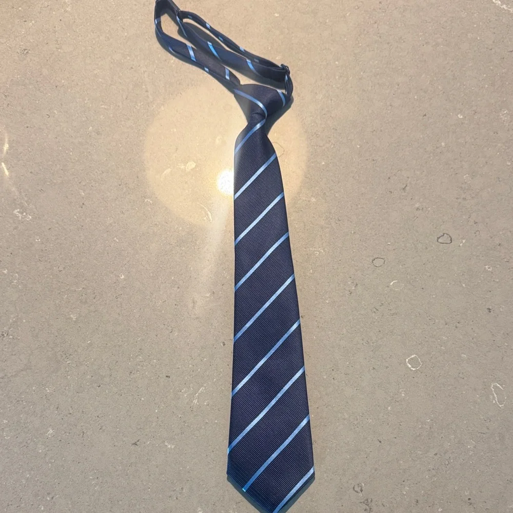 The Children's Place Navy and Light Blue Adjustable Striped Tie Age 4-7